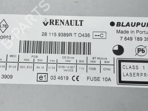 Radio RENAULT SCÉNIC III (JZ0/1_) 1.5 dCi | BP27293948E6 