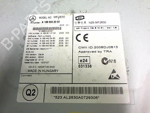 Radio MERCEDES-BENZ A-CLASS (W169) A 180 CDI (169.007, 169.307) | BP20407409E6 