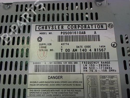 Radio CHRYSLER VOYAGER IV (RG, RS) 2.5 CRD | BP20475144E6 