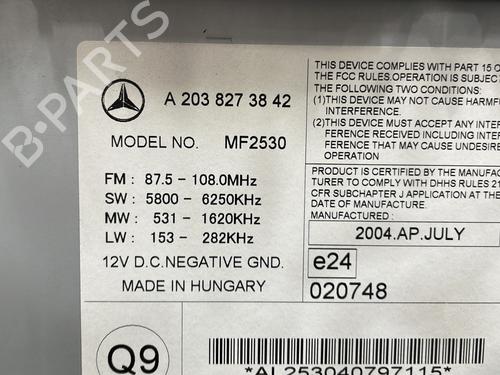 Bilradio MERCEDES-BENZ C-CLASS (W203) C 200 CDI (203.007) | BP24810195E6 