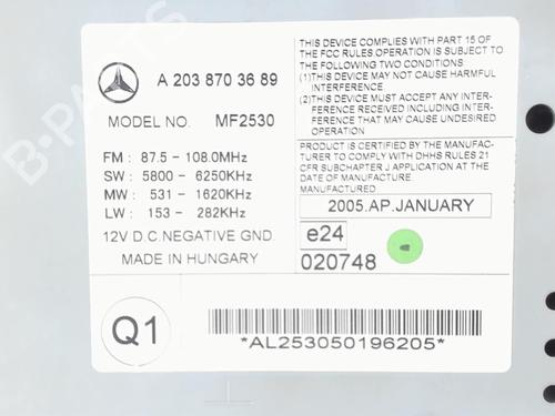 Radio MERCEDES-BENZ C-CLASS (W203) C 200 CDI (203.007) | BP20417270E6 