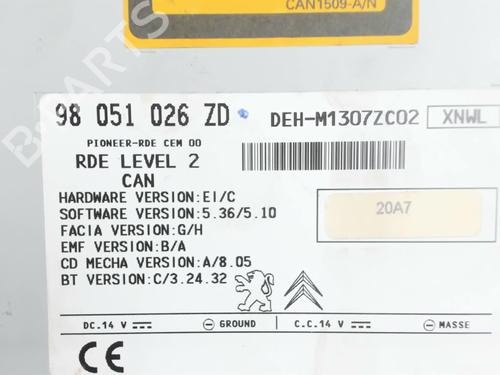 Used Radio Radio PEUGEOT 208 I (CA_, CC_) 1.6 HDi / BlueHDi 75 (75 hp) 24938070 24938070