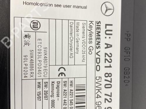 Control unit MERCEDES-BENZ S-CLASS (W221, V221) S 400 Hybrid (221.095, 221.195) | BP22596098M11 