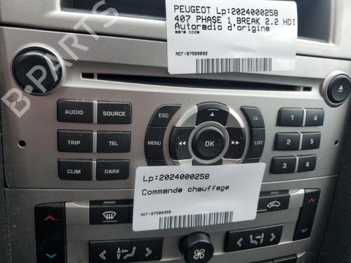 Used Radio PEUGEOT 407 SW (6E_, 6D_) 2.2 HDi 170 (170 hp) 22121722