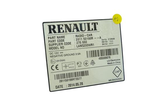 Used Radio Radio RENAULT CAPTUR I (J5_, H5_) 1.5 dCi 90 (J5N4, J5M5, J5MW, J5M6, J5AL, J5AJ) (90 hp) 35888429 35888429