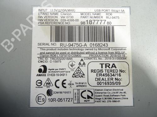 Radio CITROËN C3 / C3 ORIGIN III (SX) 1.2 VTi 82 | BP20049954E6 
