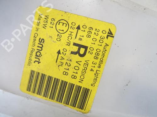 Used Right headlight Right headlight SMART CABRIO (450) 0.6 (S1OLD2, 450.452) (61 hp) 22918502 22918502