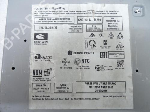 Radio PEUGEOT 208 I (CA_, CC_)  | BP20051235E6 