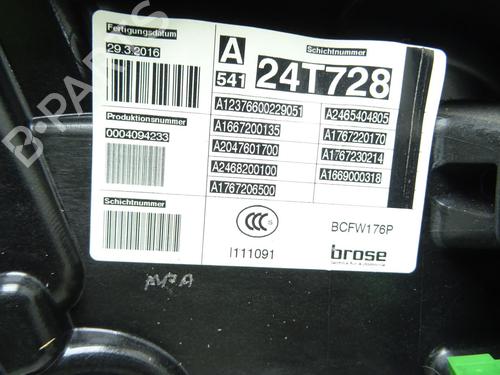Front left window mechanism MERCEDES-BENZ A-CLASS (W176) A 200 CDI / d 4-matic (176.002) | BP31970873C22 
