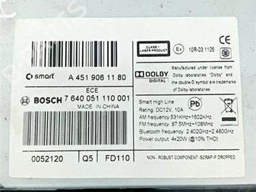 Radio SMART FORFOUR Hatchback (453) 0.9 (453.044, 453.053) | BP38591113E6  - Image 5