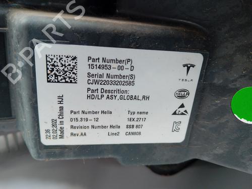 Right headlight TESLA MODEL Y (5YJY)  | BP29532102C29 