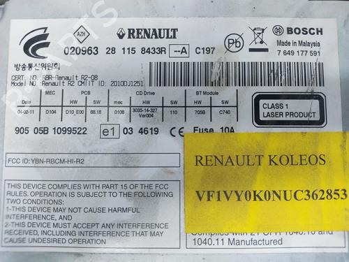 Radio RENAULT KOLEOS I (HY_) 2.0 dCi (HY0K) | BP22776555E6 