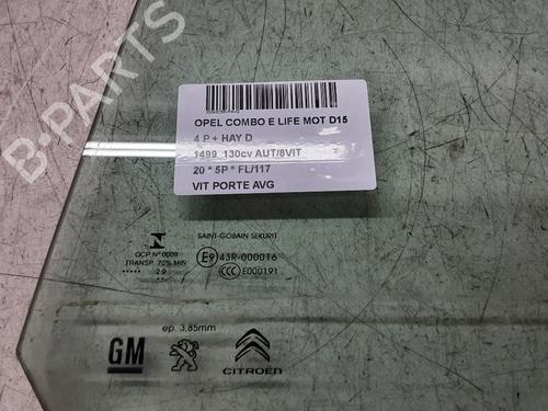 Front left door window OPEL COMBO E Tour / Life (K9) 1.5 | BP32247878C18