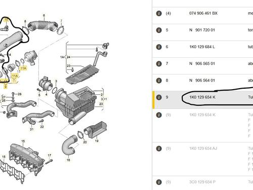 Pipe SKODA OCTAVIA II (1Z3) 2.0 TDI 16V | BP30561257M125