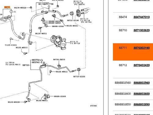 AC pipe TOYOTA COROLLA (_E12_) 1.4 D (NDE120_, NDE120R) | BP29027797M126 