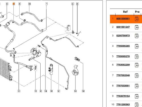 Used AC pipe DACIA SANDERO 1.5 dCi (68 hp) 31073405