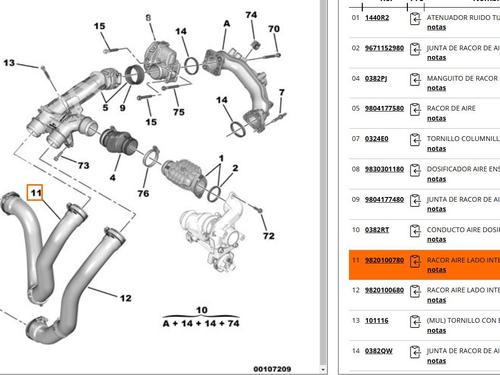 Pipe PEUGEOT 3008 II SUV (MC_, MR_, MJ_, M4_) 1.2 THP/ PureTech 130 (MRHNSM, MRHNSU, MRHNSJ, MRHNYW,... | BP23964478M125 