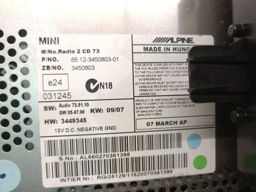 Radio MINI MINI (R56)  | BP30179175E6 