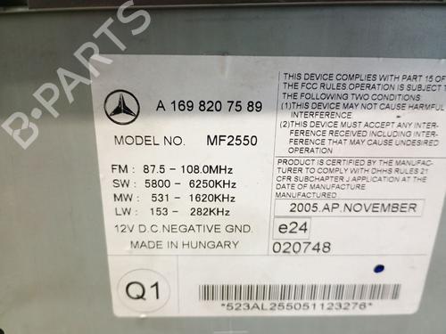 Radio MERCEDES-BENZ A-CLASS (W169) A 180 CDI (169.007, 169.307) | BP25460756E6 
