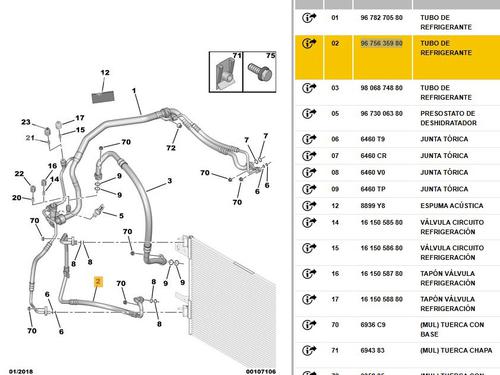 AC pipe PEUGEOT 3008 II SUV (MC_, MR_, MJ_, M4_) 1.6 THP 165 (M45GYW, M45GZW, M45GYV) | BP24981257M126
