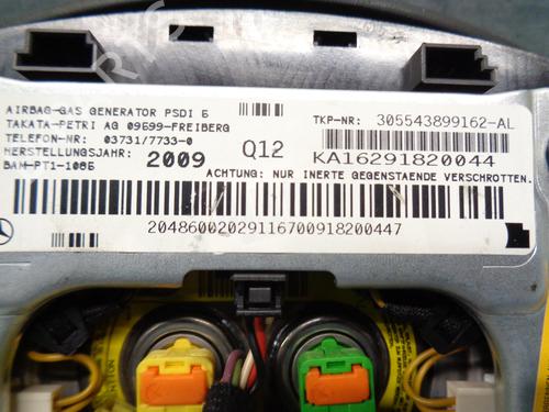 Driver airbag MERCEDES-BENZ C-CLASS (W204) C 180 Kompressor (204.044, 204.045) | BP9273961C9 