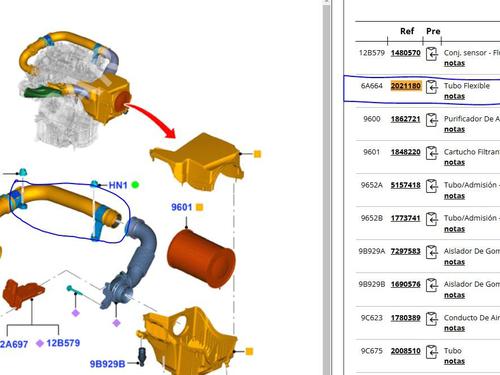Pipe FORD C-MAX II (DXA/CB7, DXA/CEU) 1.0 EcoBoost | BP23189498M125