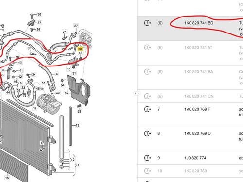 AC pipe VW GOLF V (1K1) 1.9 TDI | BP31329867M126 