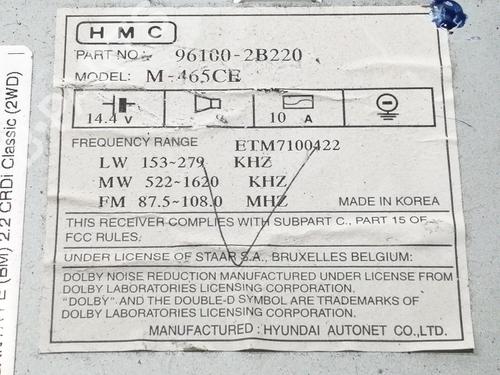 Radio HYUNDAI SANTA FÉ II (CM) 2.2 CRDi | BP8392059E6 