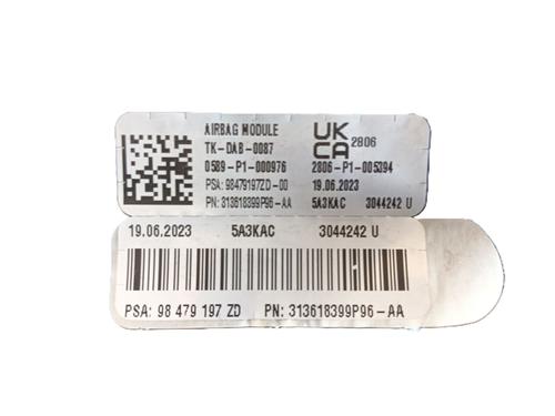 Driver airbag FIAT SCUDO Van 2.0 Multijet 145 (506) | BP29484296C9 