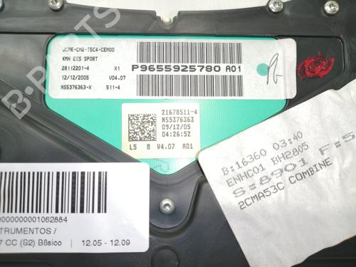 Instrument cluster PEUGEOT 307 CC (3B) 1.6 16V | BP7512422C47 