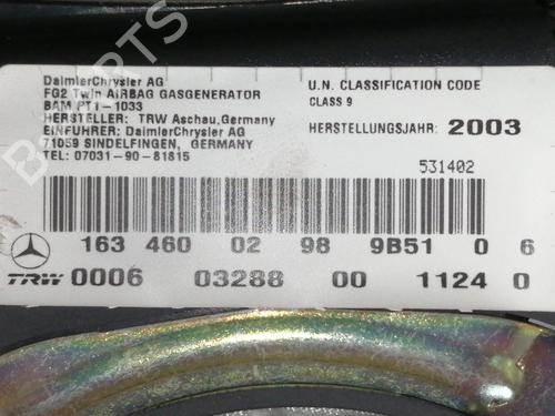 Driver airbag MERCEDES-BENZ M-CLASS (W163) ML 270 CDI (163.113) | BP9156185C9 