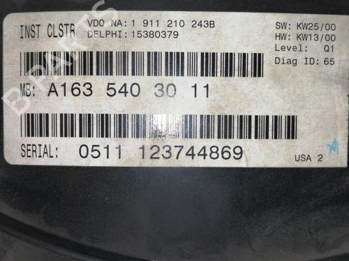 Instrument cluster MERCEDES-BENZ M-CLASS (W163)  | BP9209028C47 