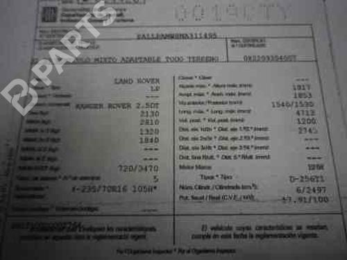 Used Parts LAND ROVER RANGE ROVER II (P38A)  2.5 D 4x4  756511