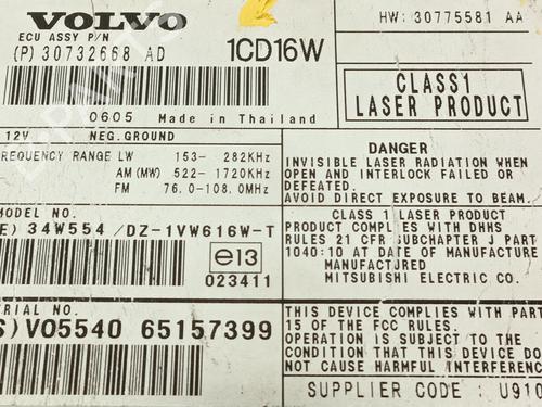 Radio VOLVO C70 I Coupe (872)  | BP19920341E6 