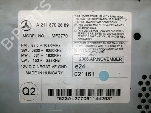 Radio MERCEDES-BENZ E-CLASS (W211) E 220 CDI (211.008) | BP11177537E6 