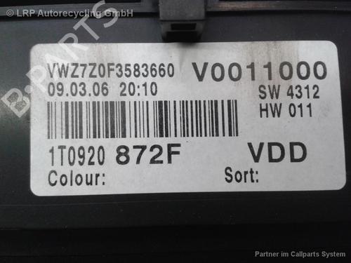 Instrument cluster VW TOURAN VAN (1T1, 1T2) 1.9 TDI | BP20556433C47 