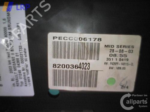 Instrument cluster RENAULT MEGANE II (BM0/1_, CM0/1_) 1.6 16V (BM0C, CM0C) | BP20556567C47 