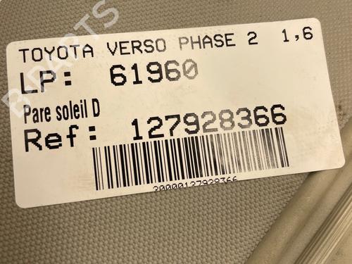 Højre solskærm Højre solskærm TOYOTA VERSO (_R2_) 1.6 D4-D (WAR20_) (112 hp) 36761261 36761261