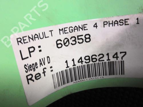 Used Right front seat Right front seat RENAULT MEGANE IV Hatchback (B9A/M/N_) 1.5 dCi 90 (B9A1) (90 hp) 30318303 30318303