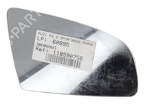 Used Right mirror glass AUDI A3 Sportback (8PA) 2.0 TDI quattro (170 hp) 31655272