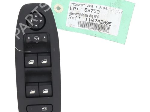Used Left front window switch PEUGEOT 208 I (CA_, CC_) 1.2 VTI 82 (82 hp) 28683762