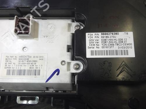 Used Instrument cluster PEUGEOT 3008 I MPV (0U_) 1.6 HDi (109 hp) 20363784
