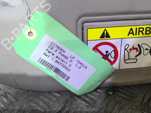 Used Right sun visor Right sun visor CITROËN C3 III (SX) 1.2 PureTech 82 (83 hp) 20360980 20360980