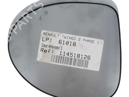 Spejlglas højre RENAULT TWINGO II (CN0_) 1.5 dCi (CN0E) (64 hp) 30147690