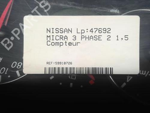 Instrument cluster NISSAN MICRA III (K12) 1.5 dCi | BP20362583C47 