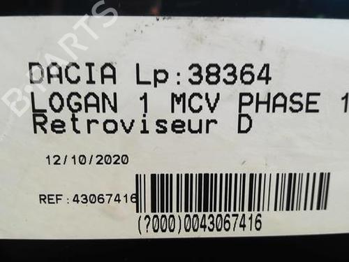 Right mirror DACIA LOGAN MCV (KS_) 1.5 dCi (KS0K) | BP21592270C27 