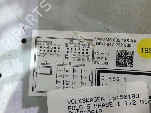 Used Radio VW POLO V (6R1, 6C1) 1.2 TDI (75 hp) 20367096