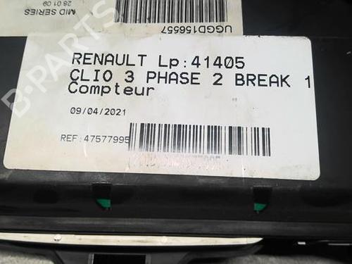 Used Instrument cluster RENAULT CLIO III Grandtour (KR0/1_) 1.5 dCi (KR0F) (86 hp) 20364433