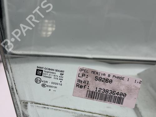 Used Front right door window Front right door window OPEL MERIVA B MPV (S10) [2010-2017] 33803792 33803792