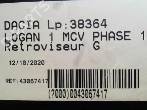Left mirror DACIA LOGAN MCV (KS_) 1.5 dCi (KS0K) | BP22002386C26 